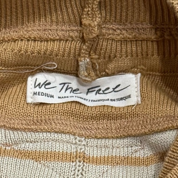 We the Free Dijon and Ivory Striped Crewneck Sweater Top Peasant Boho Size M - Picture 9 of 12